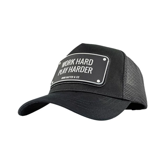 John Hatter & Co Work Hard Play Harder Rubber Edt Trucker Cap
